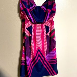 Multi color express medium strapless dress